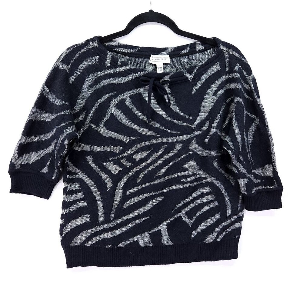 St John Sport Wool Blend Sweater Top Size Small Zebra Animal Print